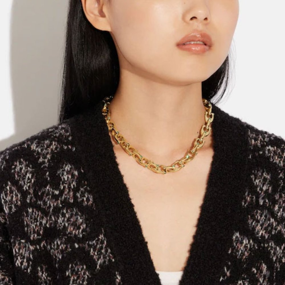 Coach Chunky Signature Chain Link Necklace - Picture 3 of 5